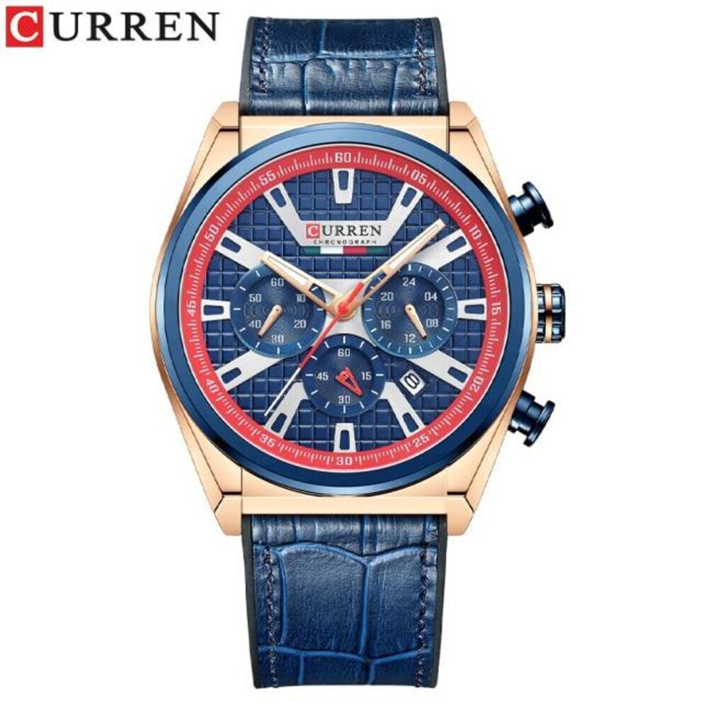 Maxpower (Red) Curren Wristwatches Quartz Wrist Watch For Men Casual Sports Chronograph Dials Clock With Luminous Hands 8392 Red
