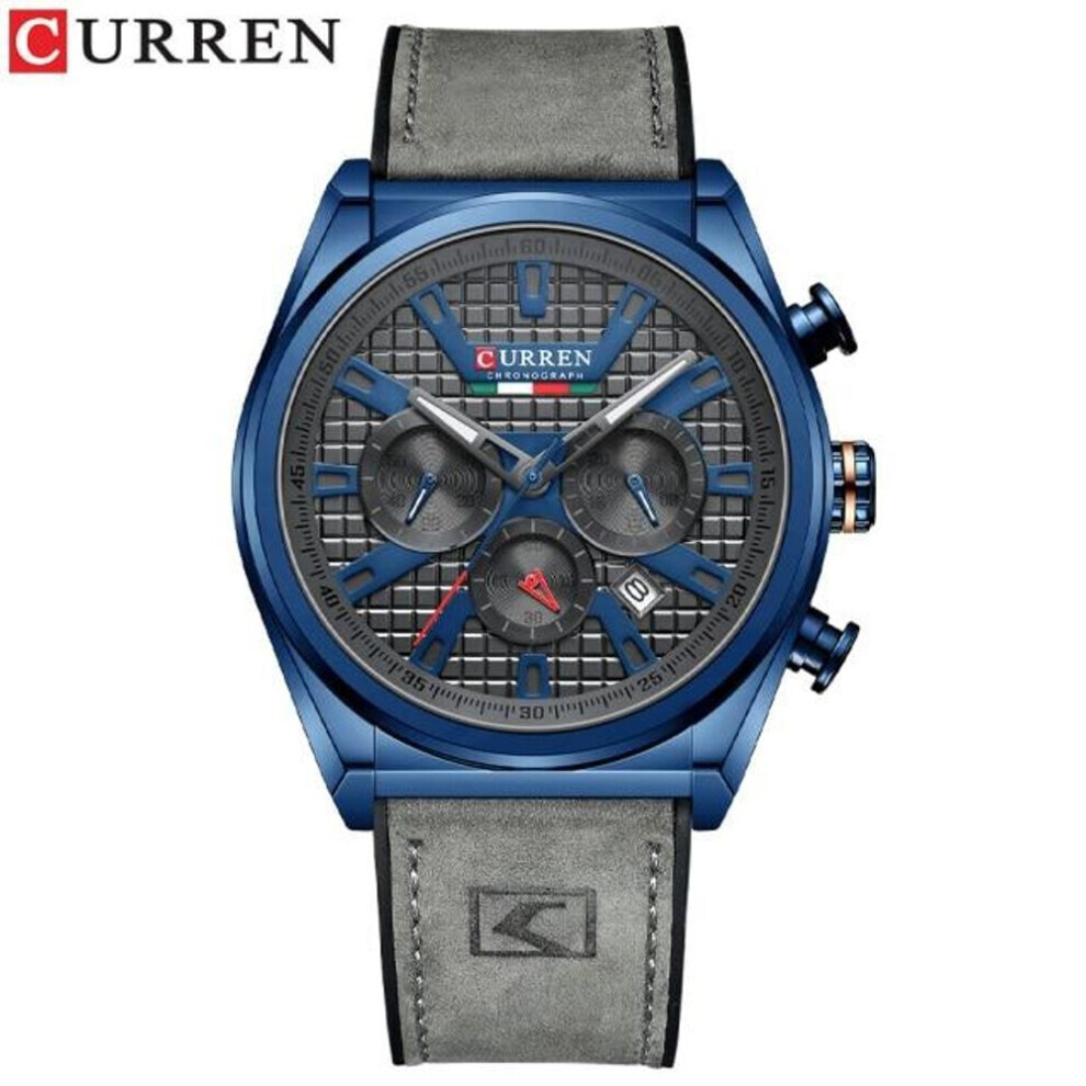 Maxpower (Gray) Curren Wristwatches Quartz Wrist Watch For Men Casual Sports Chronograph Dials Clock With Luminous Hands 8392 Grey