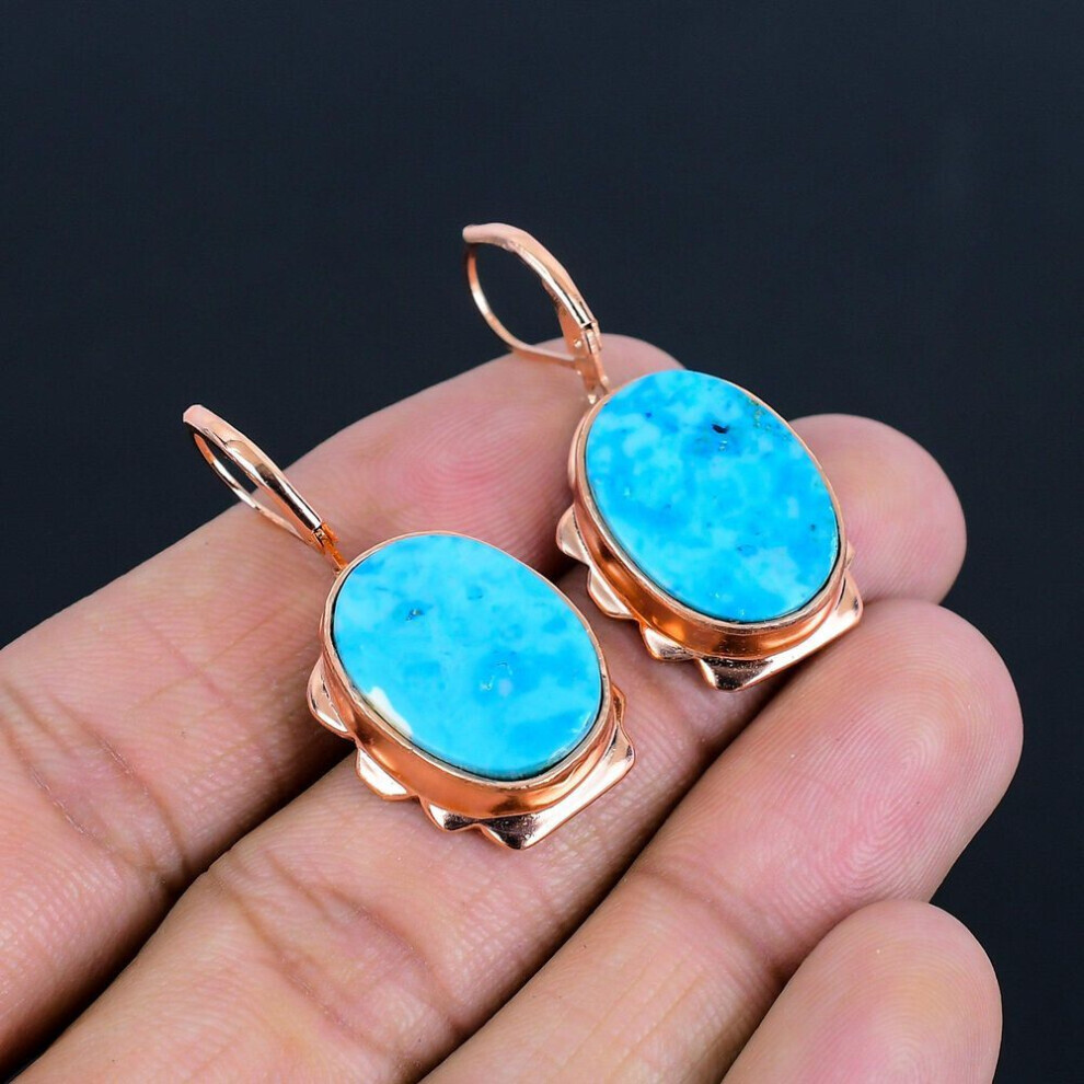(blue, 1.61 Inches) Turquoise Gemstone Handmade Copper Jewelry Amazing Earring For Women