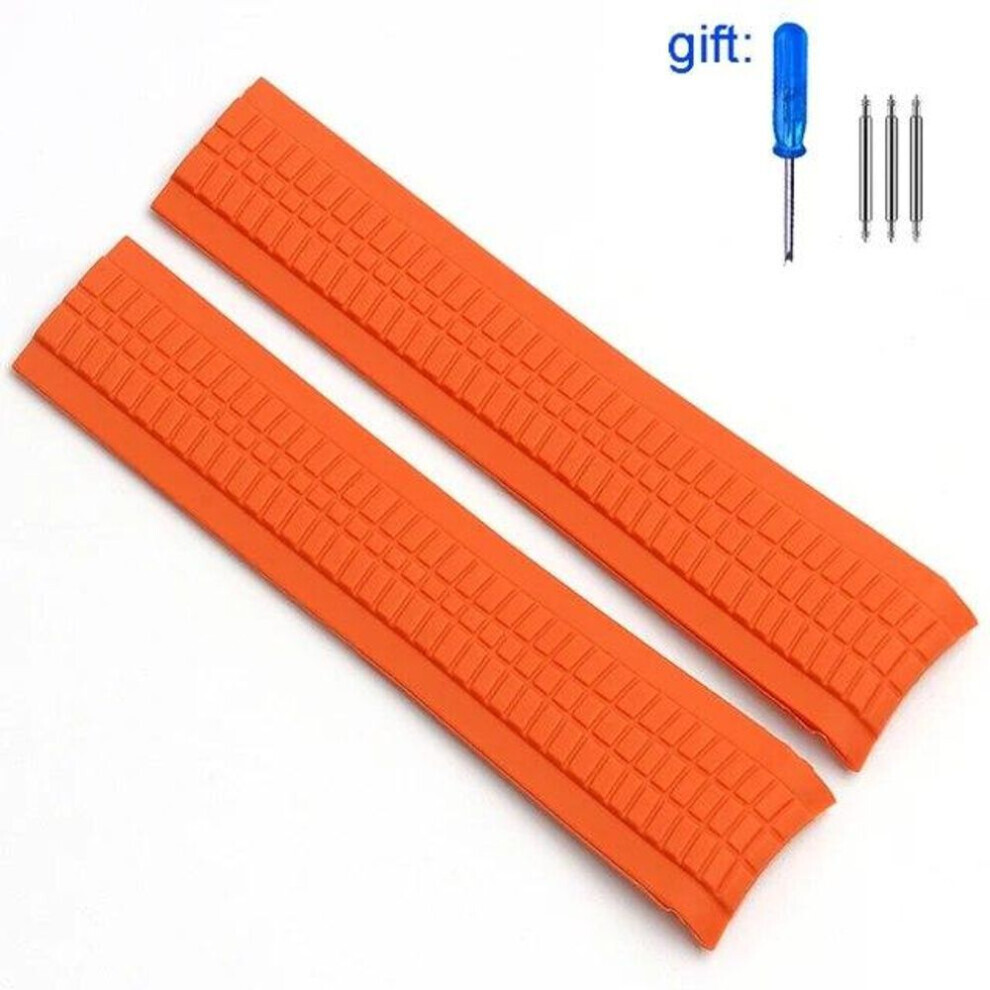 (orange no buckle  21mm with logo) Watch Band For Patek Philippe 5164a 5167a 5168a Silicone  Aquanaut Bracelet Curved End Soft Rubber Watch Accessories Strap 21mm