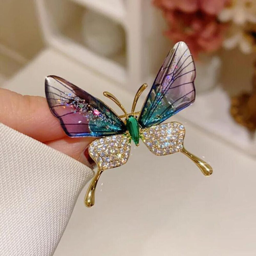 Maxpower (Purple) Explosion-Proof Butterfly Brooch Insect Corsage Women's Accessory Acrylic Transparent Wings High-Grade Clothing Pin Purple