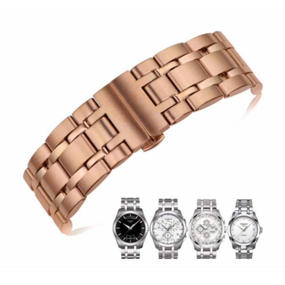 (rose gold, 24MM) 24mm Couturier Series T035627a T035614a T035627 T035614 New Watch Parts Male Solid Stainless Steel Bracelet Strap Watch Bands For T035
