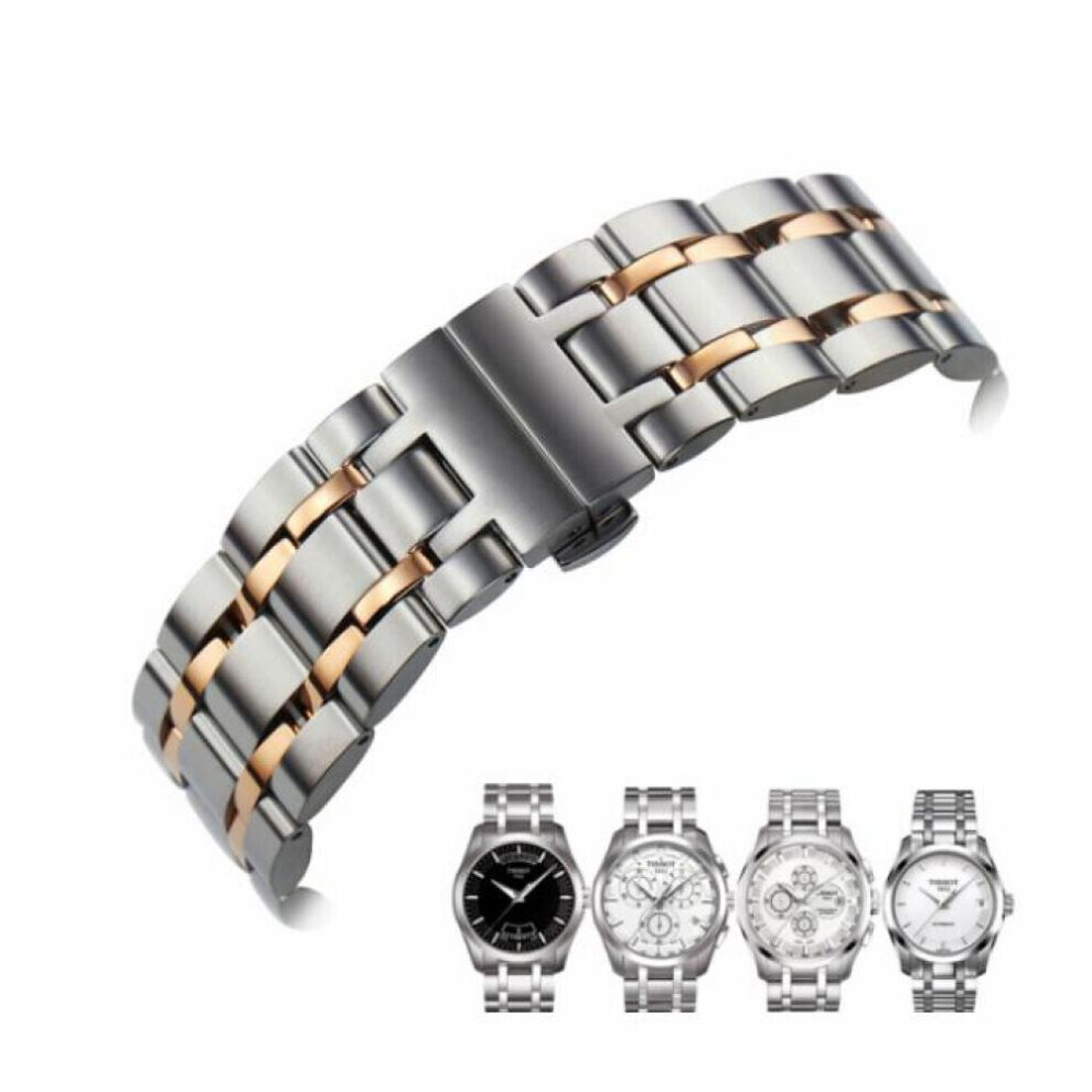 (rose gold,silver, 24MM) 24mm Couturier Series T035627a T035614a T035627 T035614 New Watch Parts Male Solid Stainless Steel Bracelet Strap Watch Bands For T035