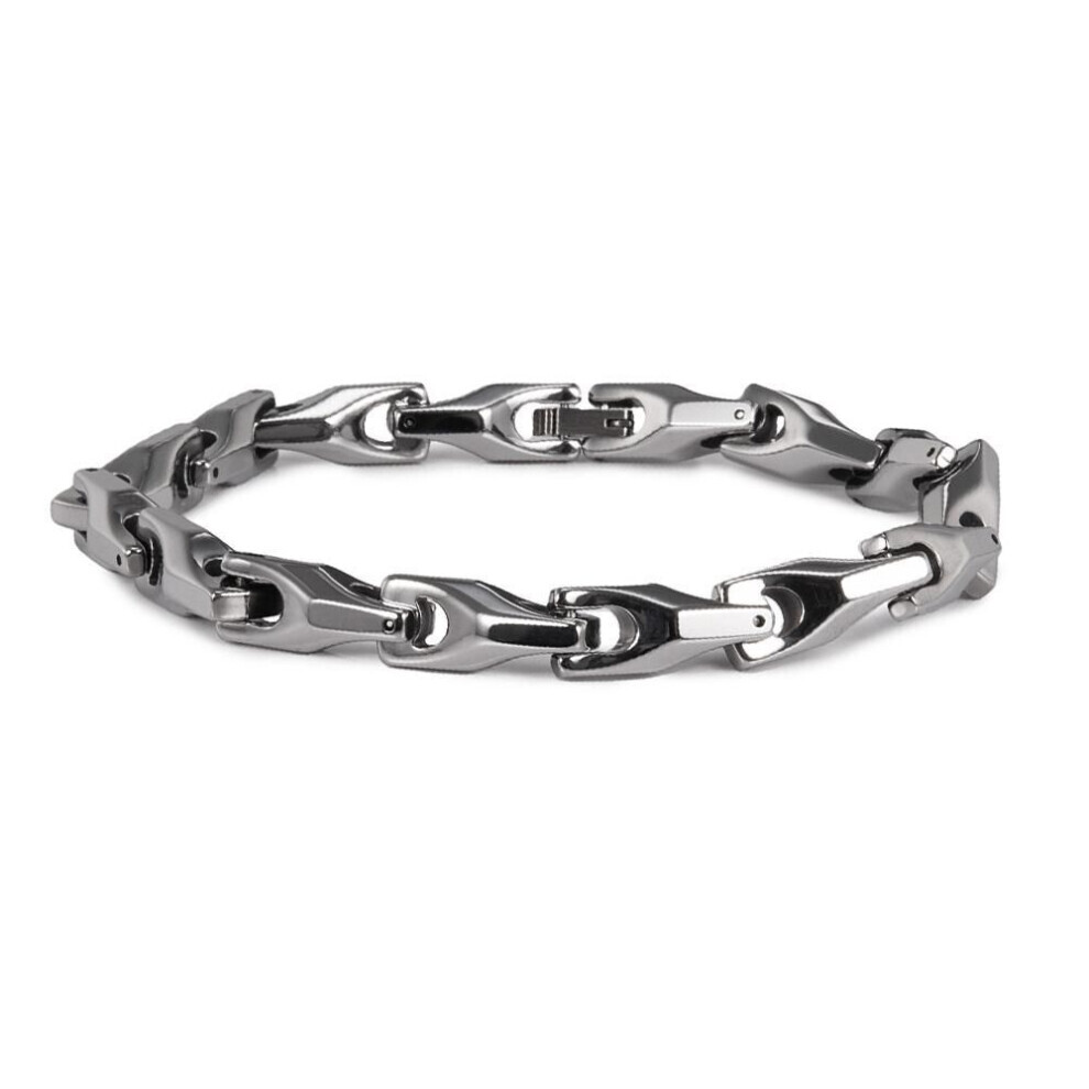 (silver) Ikuinen Anti-scratch Tungsten Bracelet For Men 23cm Beer Bottle Shape Tungsten Carbide Jewelry Male Waterproof Black Link Shiny