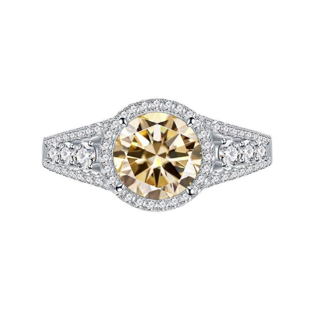 Maxpower (Light Yellow, 0.8Ct No.6) Bagueringen Women Moissanite Ring Silver 925 Jewelry For Women 8Mm Blue Green Color Moissanite Gemstone Jewerly Gift Size 6 Blue,Green,Silver