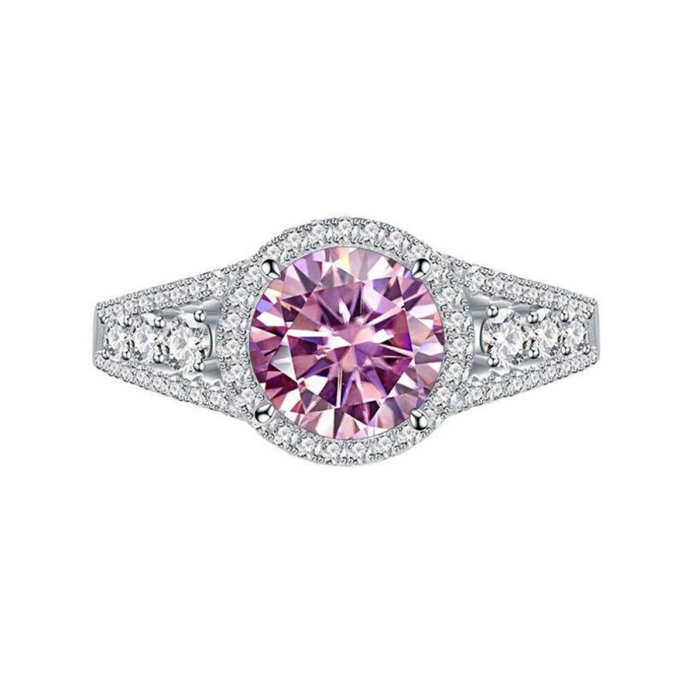 (pink, 0.8ct No.8) Bagueringen Women Moissanite Ring Silver 925 Jewelry For Women 8mm Blue Green Color Moissanite Gemstone Jewerly Gift Size 6-9