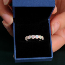 (white, us ring size 9#) Simple Opal Ring Round 4mm Natural Gemstones 925 Sterling Silver Fine Jewelry For Women Girls Daily Wear 2024 New