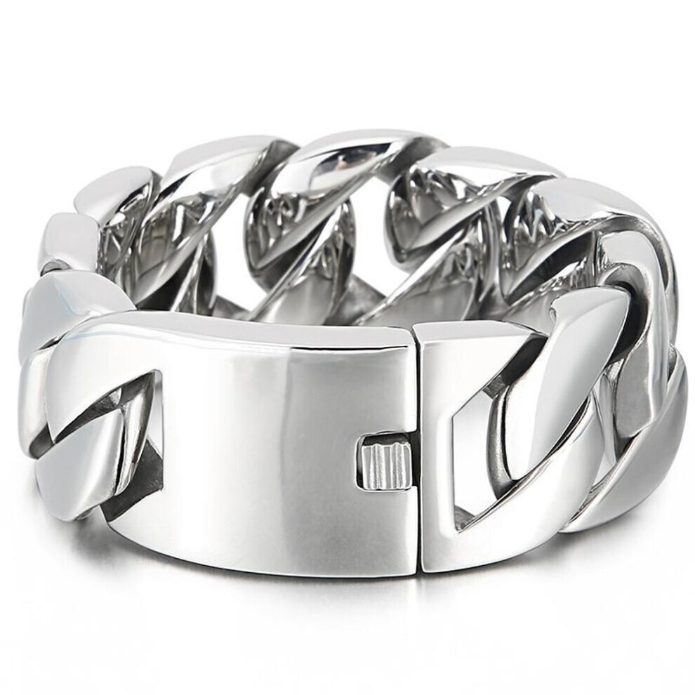 Maxpower (As The Picture, 21.5Cm) Heavy Metal Powerful 31Mm Wide Big Thick Curb Cuban Chain Man Bracelet For Men Massive Stainless Steel Mens On Hand Jewellery