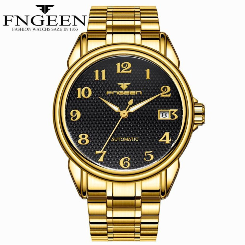 (as the picture) Fngeen Brand Watch Luminous Digital Stainless Steel Strap Automatic Mechanical Watch Tourbillon