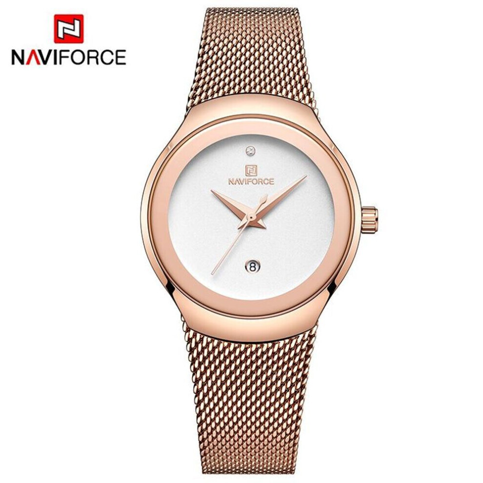 (rose gold) Naviforce Women‘s Quartz Watches Fashion Ladies Stainless Steel Luxury Dresses Wristwatch Clock