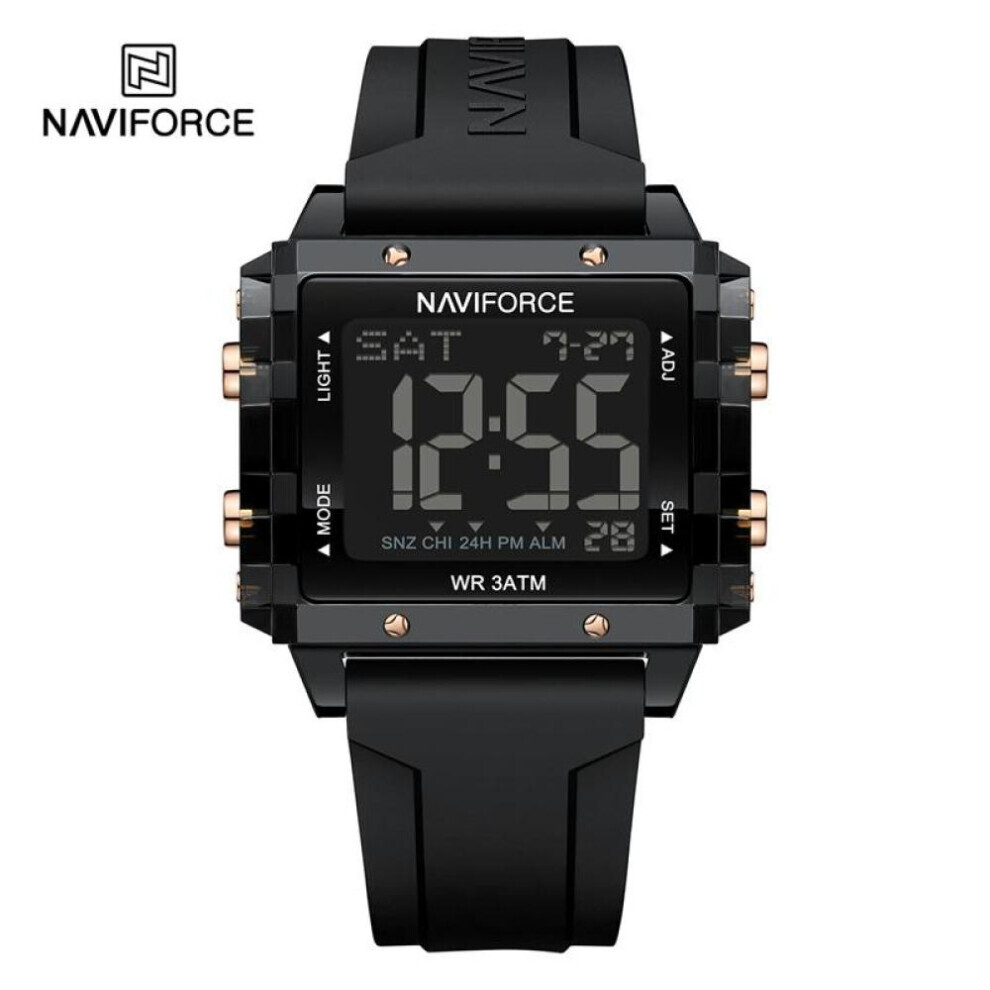 (black, 250mm) Naviforce Digital Watches For Men Lcd Sports Waterproof Unisex Wristwatch Kid Child Gift 7101