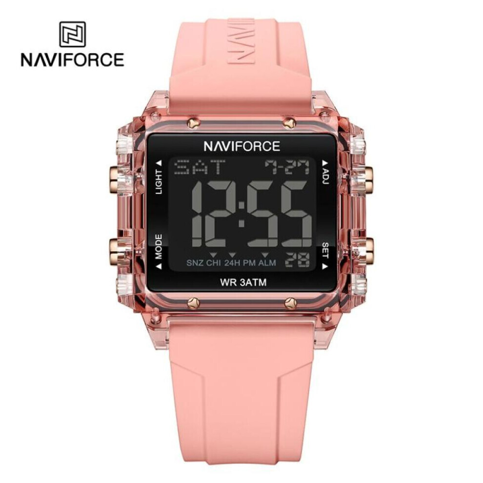 (pink, 250mm) Naviforce Digital Watches For Men Lcd Sports Waterproof Unisex Wristwatch Kid Child Gift 7101