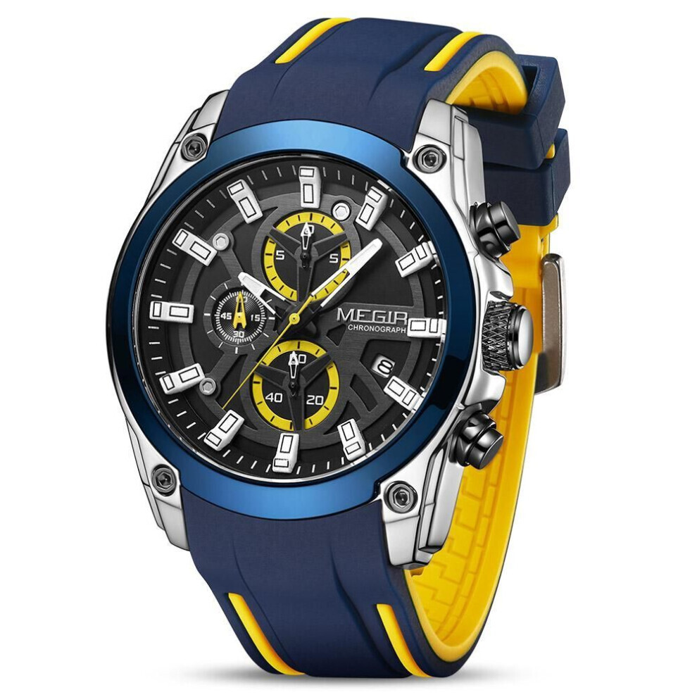 Maxpower (Blue) Megir 2020 Analogue Quartz Sport Wrist Watches Fashion Luxury Chronograph Luminous With Comfortable Silicone Strap For Men Blue