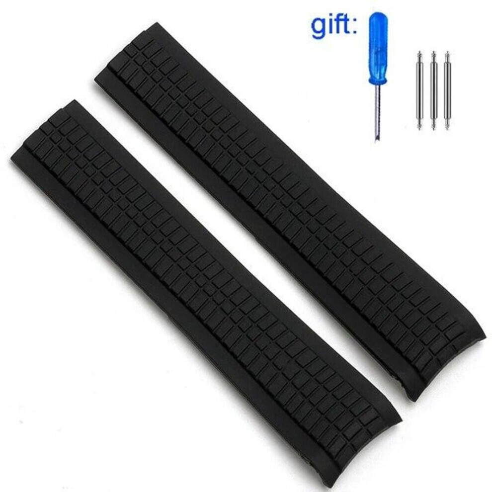 (black no buckle  21mm with logo) Watch Band For Patek Philippe 5164a 5167a 5168a Silicone  Aquanaut Bracelet Curved End Soft Rubber Watch Accessories Strap 21mm