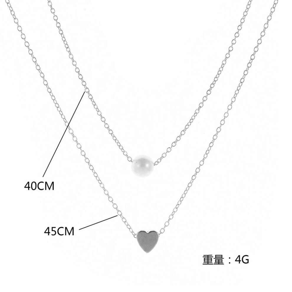 Maxpower (Gold) Bohemia Imitation Pearl Love Heart Double Layer Clavicle Chain Necklace Accessories Female Jewelry White,Gold