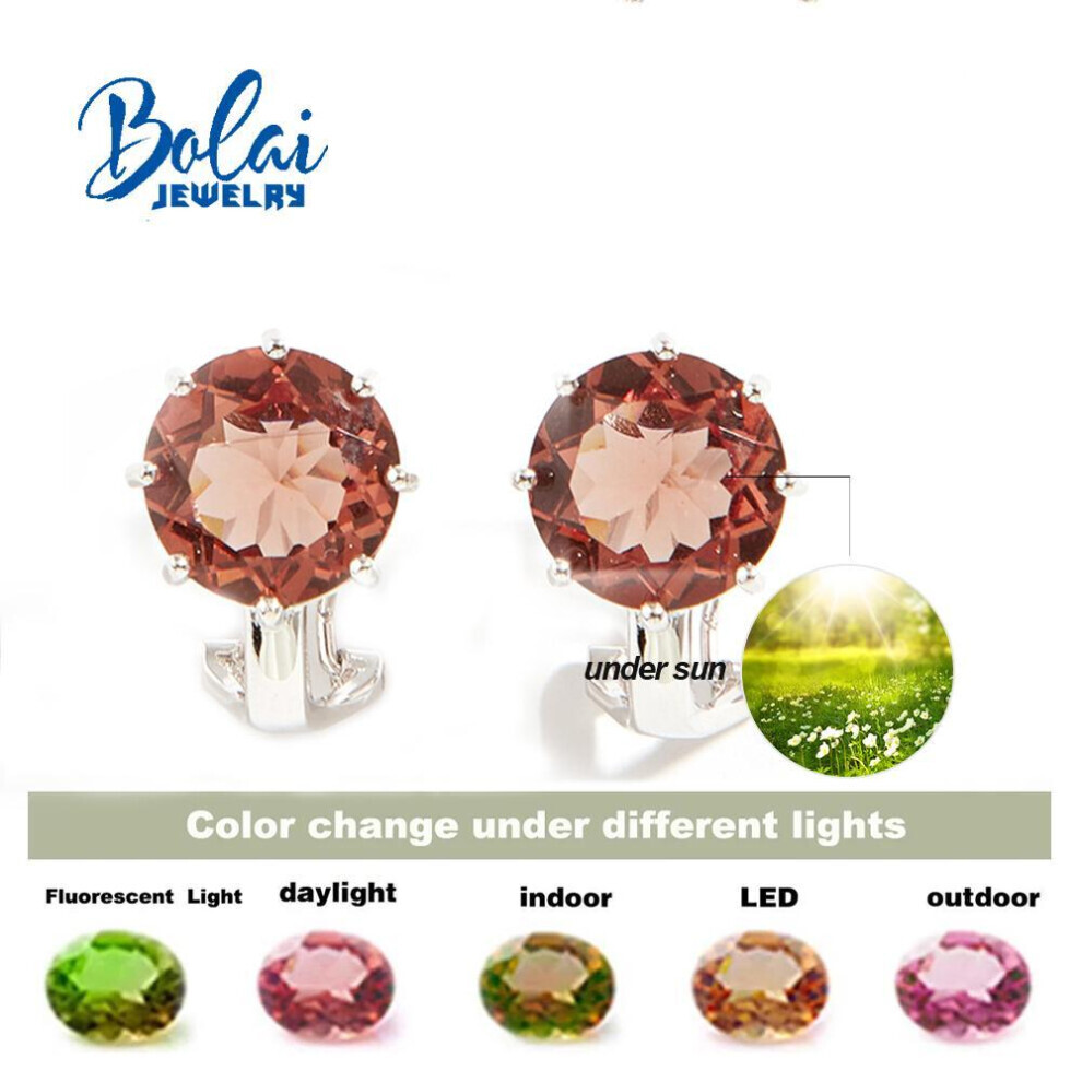 Maxpower (Brown) Big Round 12Mm 925 Sterling Siver Clasp Earring With Color Diaspore Zultanite Created Gemstone Fine Jewelry For Women Nice Gift Brown