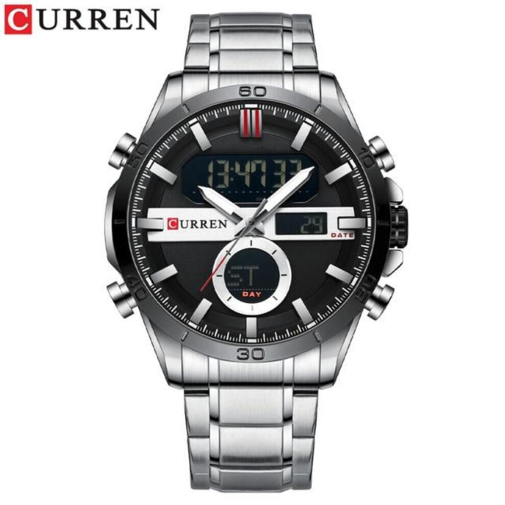 (silver) Curren Men Designer Watches Luxury Watch Brand Sport Digital Wristwatches Multifunctional Electronic Clock Male Blue 8384