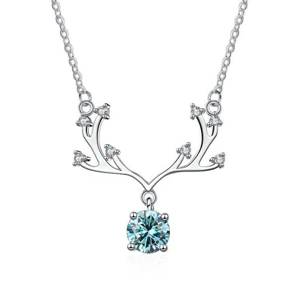 (blue, 1 Carat) Bague Ringen Excellent Cut 1 Ct Affordable Moissanite Pendant For Women 925 Silver Diamond Necklace For Girlfriend Birthday Gift