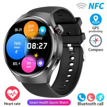 (black, silicone strap) Zodvboz Nfc Smart Watch Men Watch 4 Pro Amoled Hd Screen Heart Rate Bluetooth Call Ip68 Waterproof Smartwatch 2023 New Gt4 Pro
