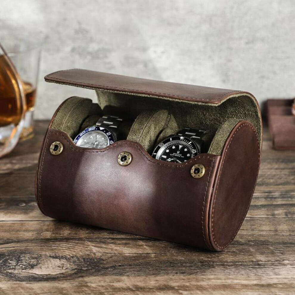 (2 Slot) Contacts Family Genuine Leather Men Watch Case Luxury Designer 1/2/3/4 Slots Egg-shaped Watch Box Women Watches Travel Watch Bags