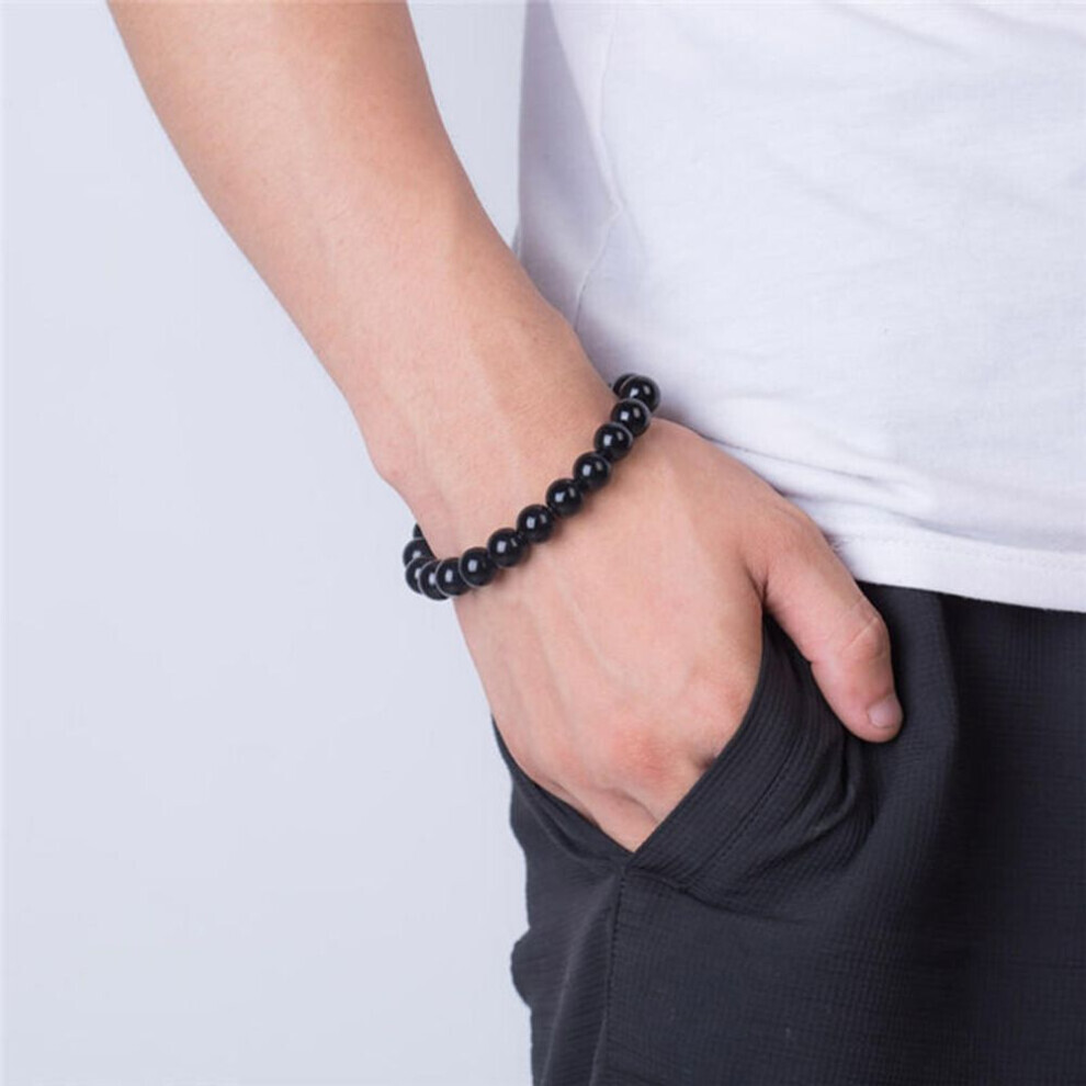 Maxpower (Black) Round Obsidian Stone Healthcare Bracelet Healthcare Weight Loss Bracelet Black
