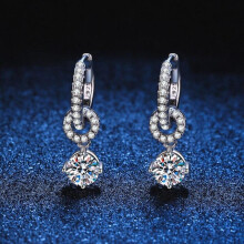 (as the picture, 0.5ct 5mm) Moissanite Drop Earrings For Women White Gold Plated Lab Diamond Sparkling Wedding Jewelry 925 Sterling Silver Earring
