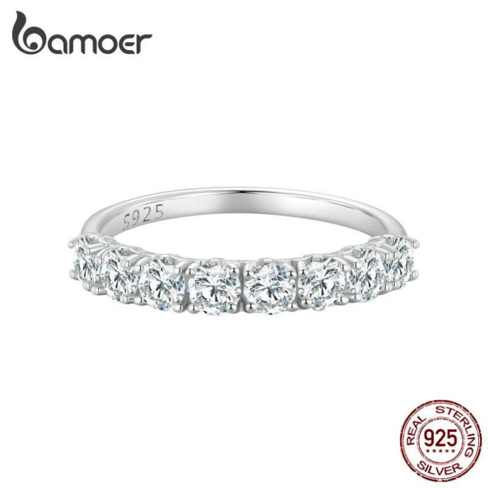 Maxpower (10) Bamoer 0.8Ct D Color Vvs1 Ex Lab Diamond Round Moissanite Ring 925 Sterling Silver Ring For Women Engagement Wedding Jewelry