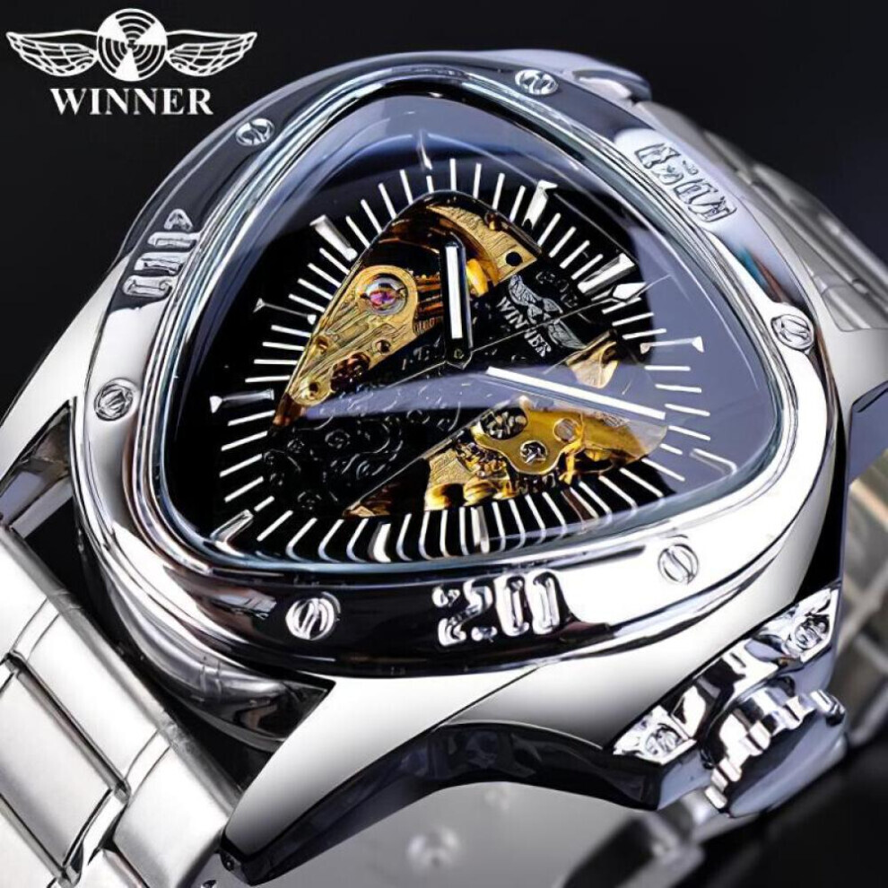 (gold,ivory) Winner Steampunk Fashion Triangle Golden Skeleton Movement Mysterious Men Automatic Mechanical Wrist Watches Top Brand Luxury-image-OPC-PG8K8CH-NEW