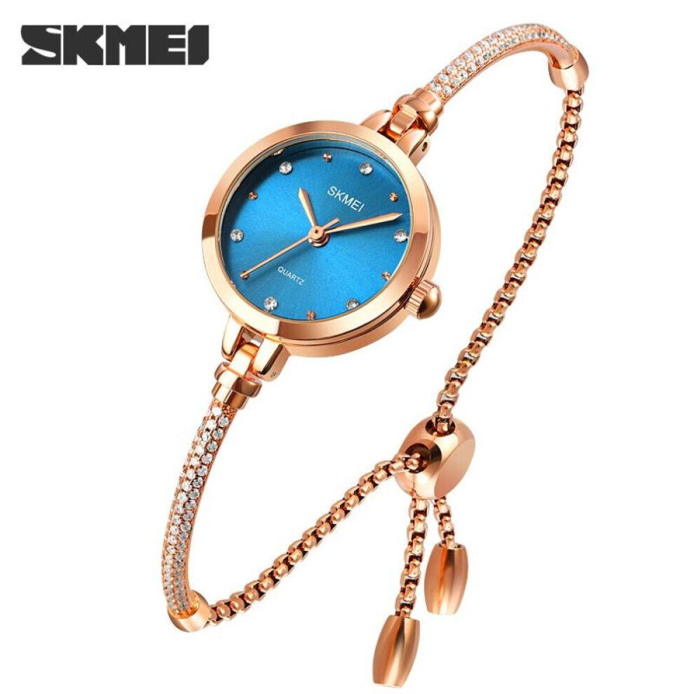 (Blue) SKMEI Fashion Women Watches Japan Quartz movement Ultra Slim Bracel Female Girl Clock Ladies Wristwatches