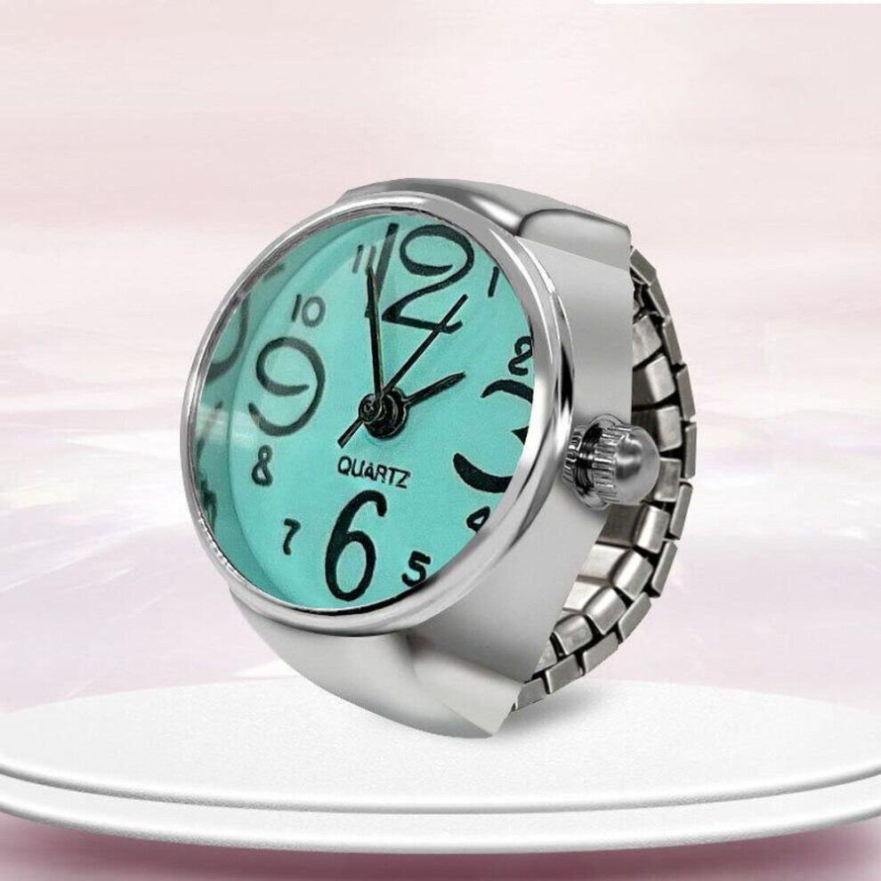 (air force blue) Watch Ring For Men Women Finger Round Quartz Jewelry Stainless Steel Ring Lover Pair Watches