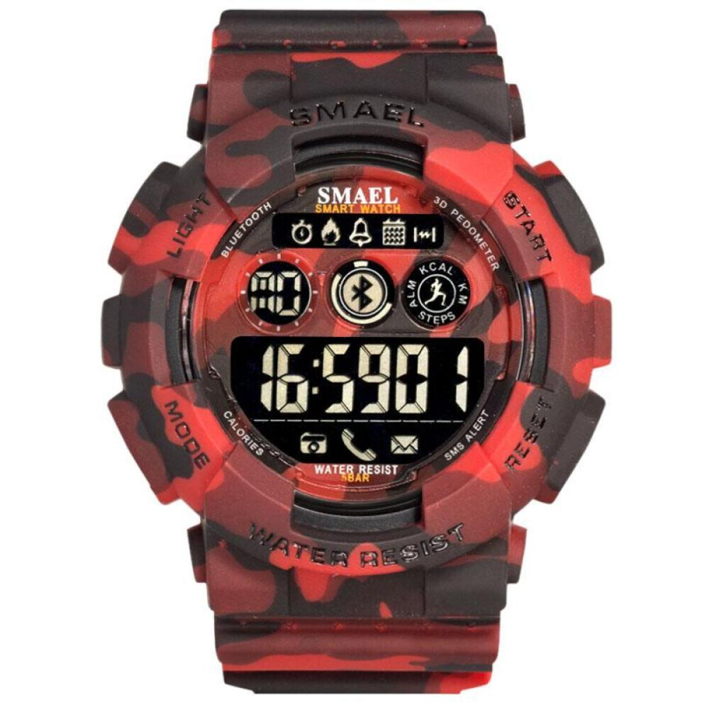 (red, NO Package) Smael Military Digital Men Watches Fashion Watch Digital Led Clock 50m Waterproof Army Watches Sport 8013 Camowatch For Male