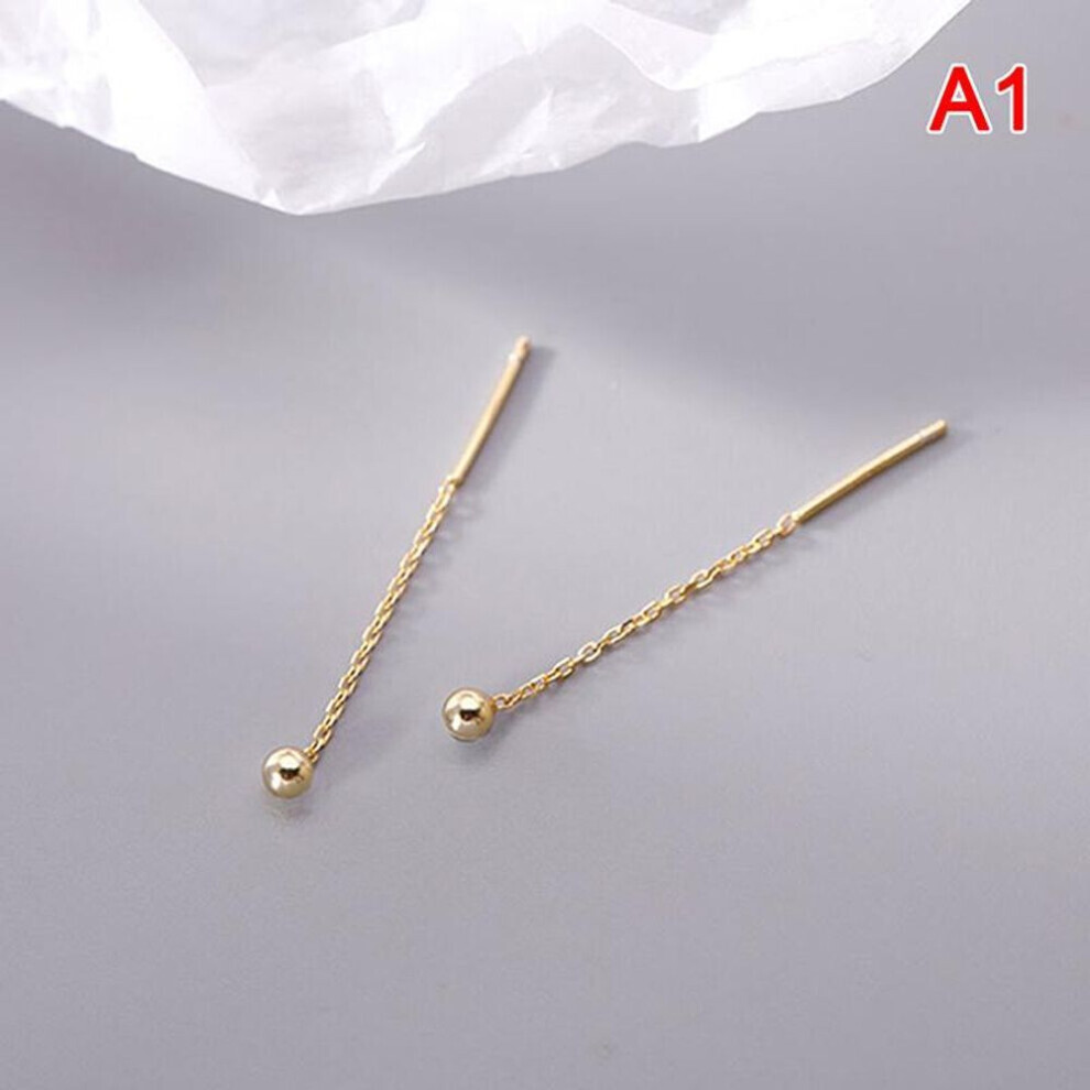 Maxpower (Gold) Long Tassel Round Heart Drop Earrings Korea Hanging Women Earring Gold