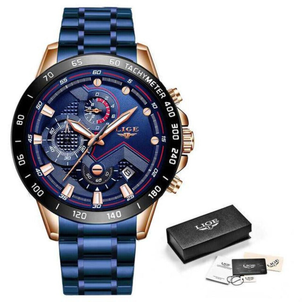 Maxpower (Black Blue) Lige Luxury Fashion Sports Chronograph Quartz Men Watch Blue,Black