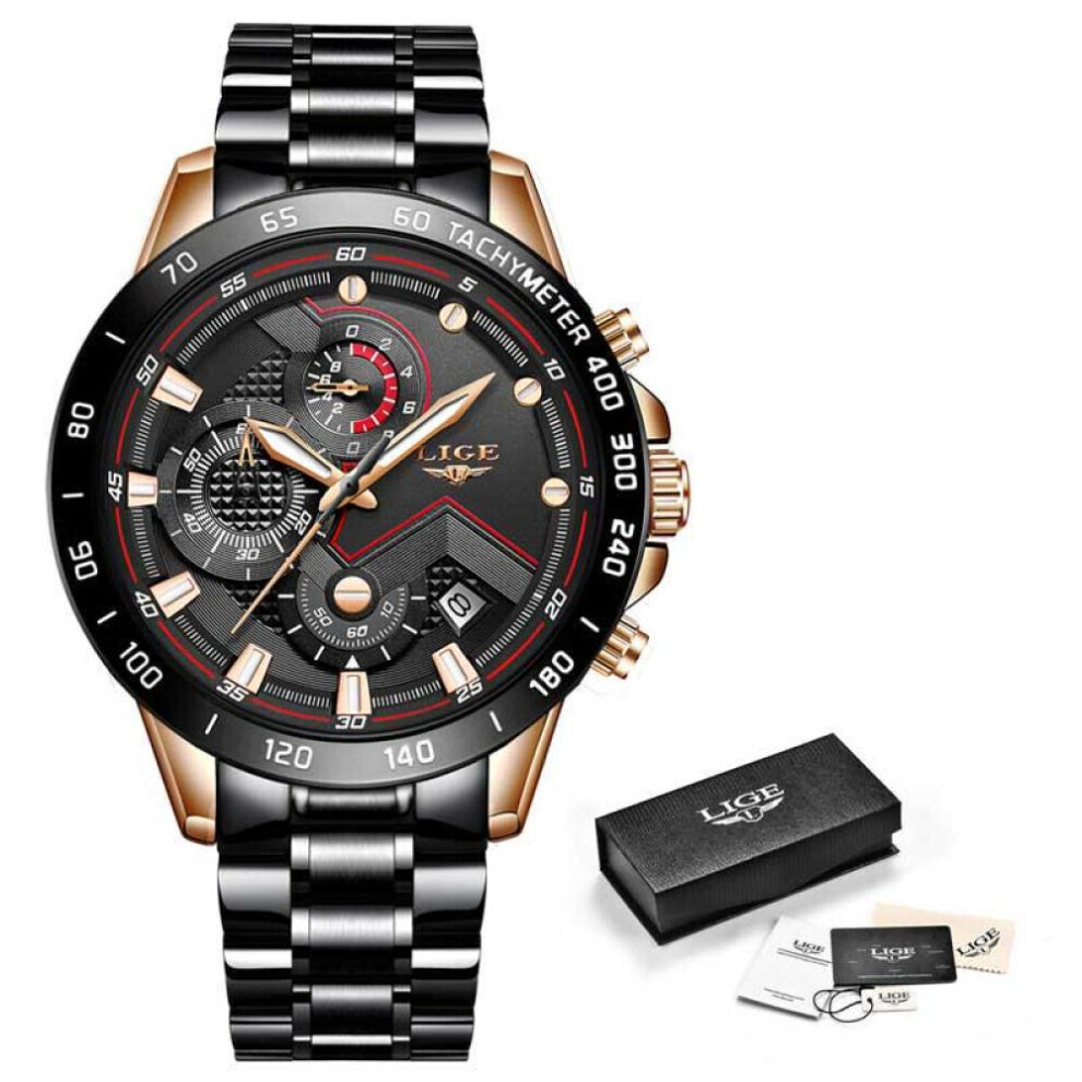 Maxpower (Gold Black) Lige Luxury Fashion Sports Chronograph Quartz Men Watch Black,Gold