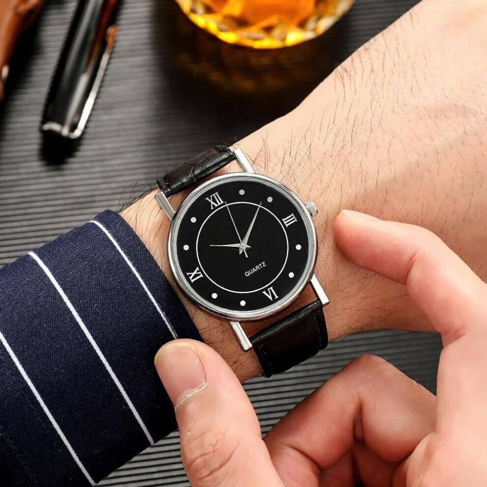 Maxpower (As The Picture, C) Fashion Men's Leather Alloy Watches Quartz Wrist Watch Business Watches