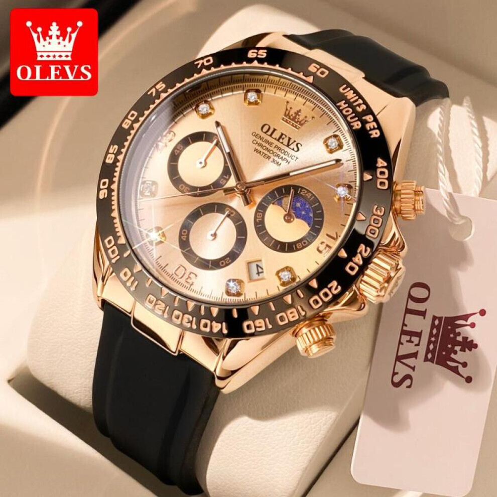 Maxpower (Gold) Olevs Luxury Men Watch Quartz Man Watches Waterproof Luminous Top Brand Watch For Men Date Chronograph Sport Wristwatch Gold