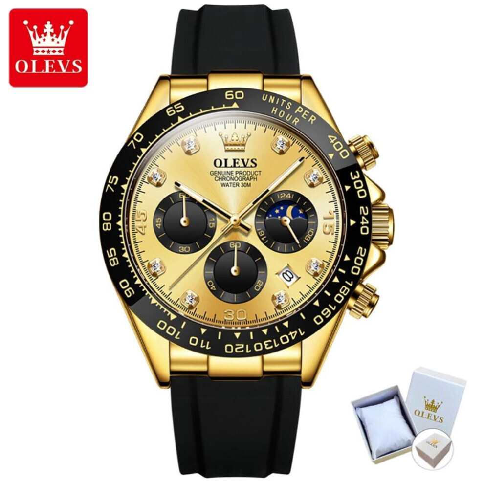 (yellow) Olevs Luxury Men Watch Quartz Man Watches Waterproof Luminous Top Brand Watch For Men Date Chronograph Sport Wristwatch