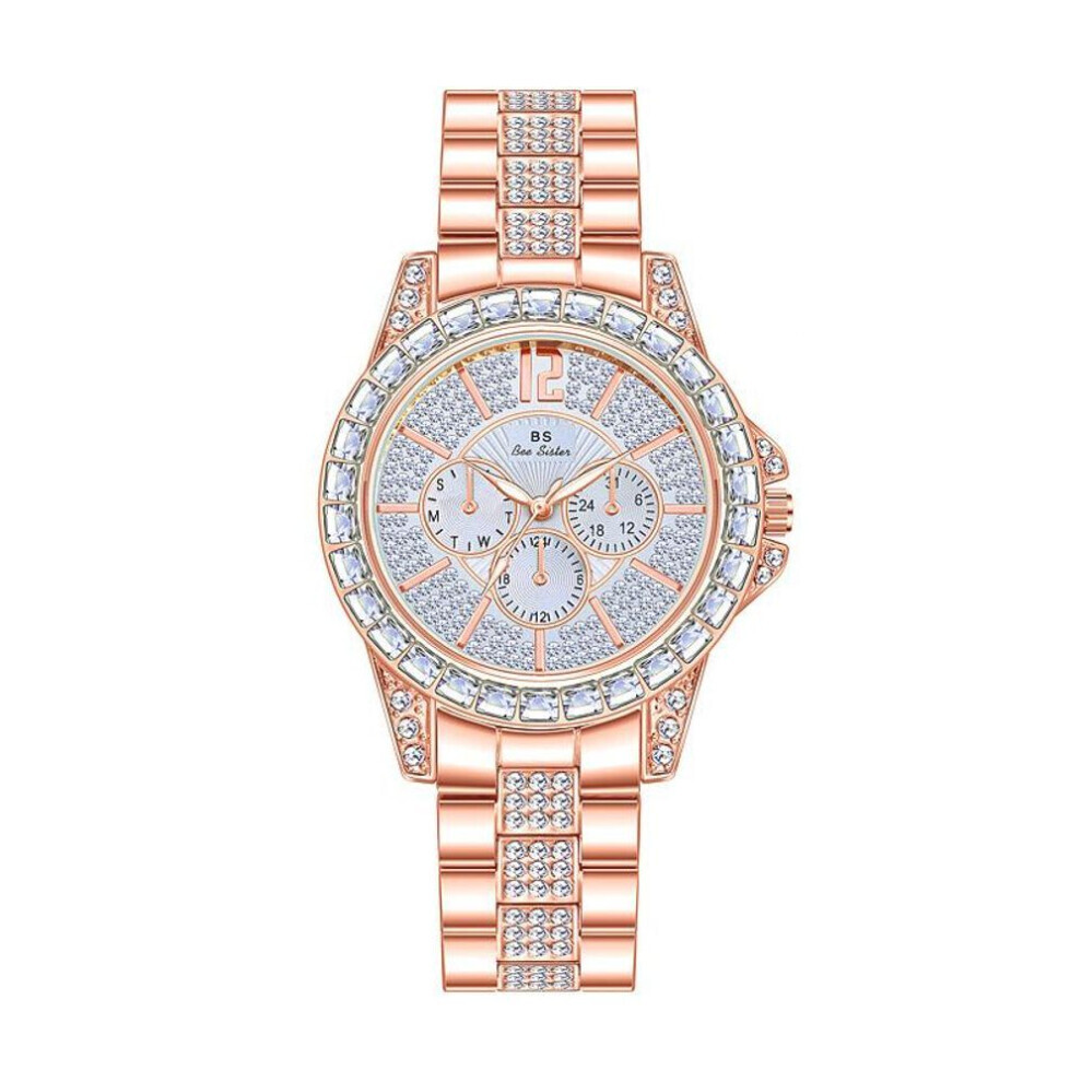 (rose gold, With box) Bee Sister Bs Women Watches Quartz Diamond Luxury Watch Fashion Top Brand Wristwatch Fashion Watch Ladies Crystal Jewelry Rose Gold Watch 2022