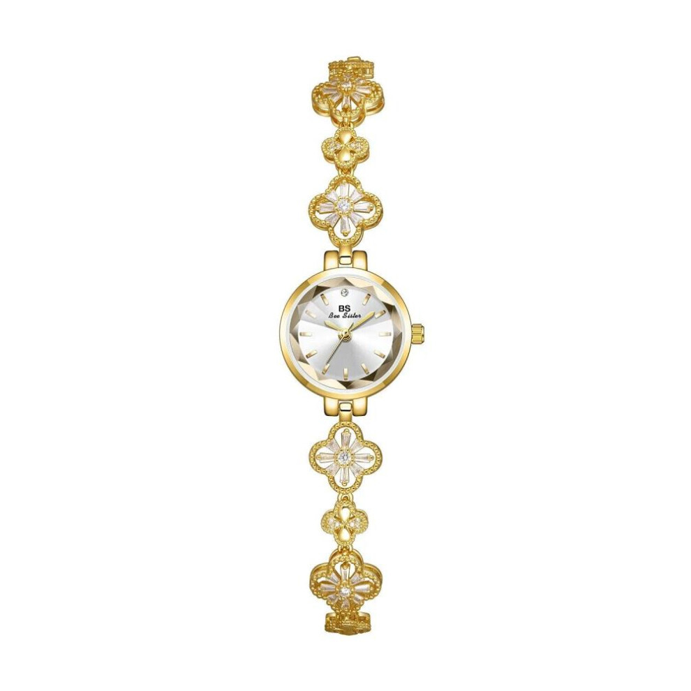 (gold) Bs Bee Sister Crystal Watch For Women Famous Luxury Brand Waterproof Elegant Small Dial Ladies Wristwatches