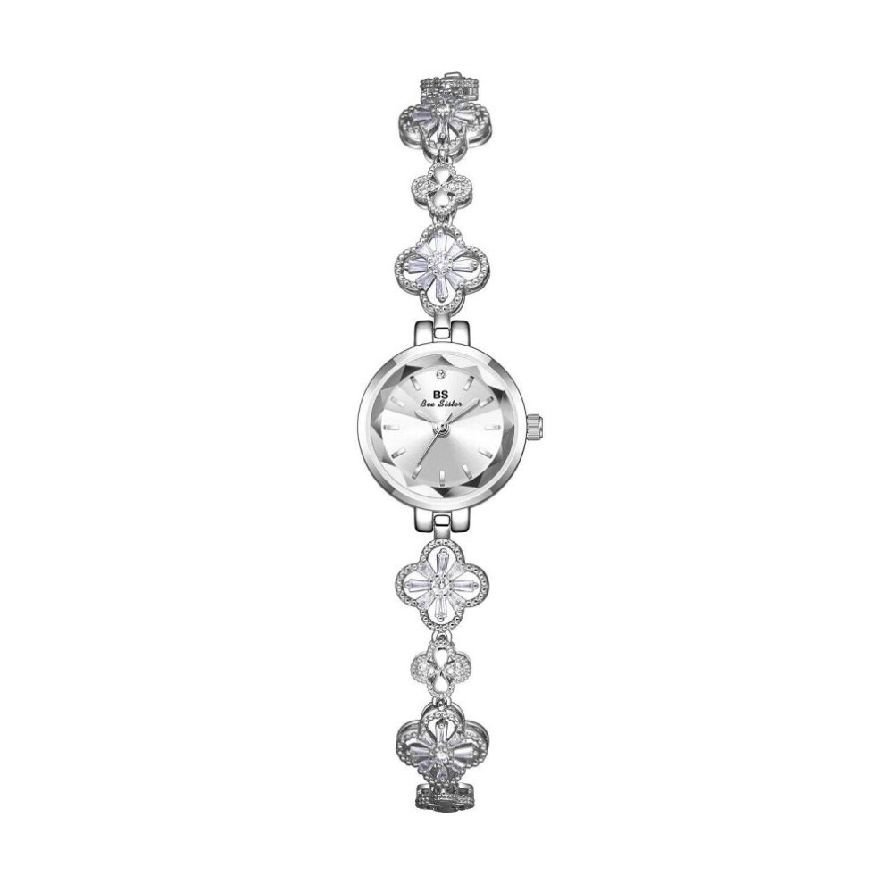 (silver) Bs Bee Sister Crystal Watch For Women Famous Luxury Brand Waterproof Elegant Small Dial Ladies Wristwatches