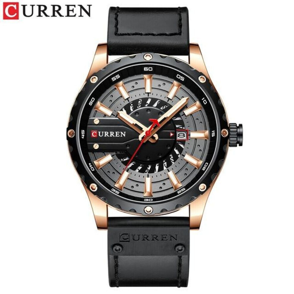 Maxpower (Black) Curren Watches Top Brand Fashion Leather Wristwatch Casual Quartz Men's Watch New Chic Luminous Hands Clock 8374 Black