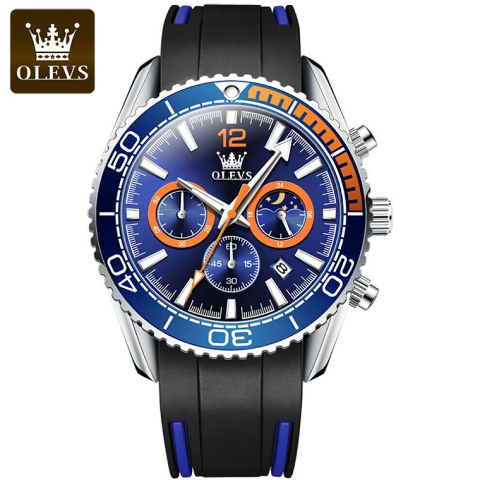 Maxpower (Blue) Olevs 9916 With Gift Box Fashion Multifunctional Quartz Watch Luminous Waterproof Men's Watch Men Blue