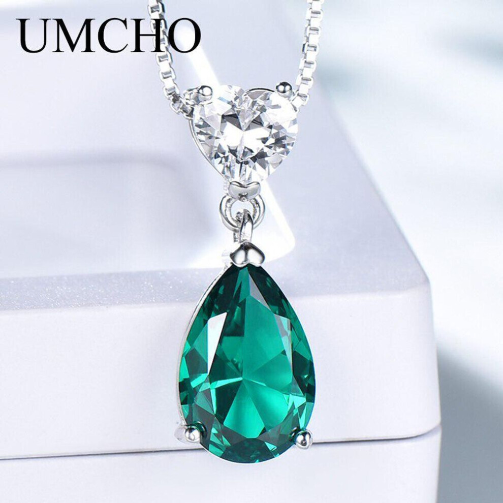 Maxpower (Emerald) Umcho Fashion Pendant Necklace For Women Nano Emerald Zircon Chain Anniversary Necklace With Chain Green