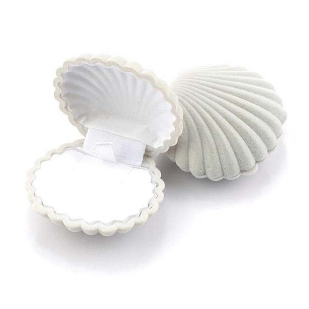 (Grey) Shell Shape Velvet Jewelry Box Wedding Engagement Ring Box for Earrings Necklace Bracelet Display Gift Box Holder Storage