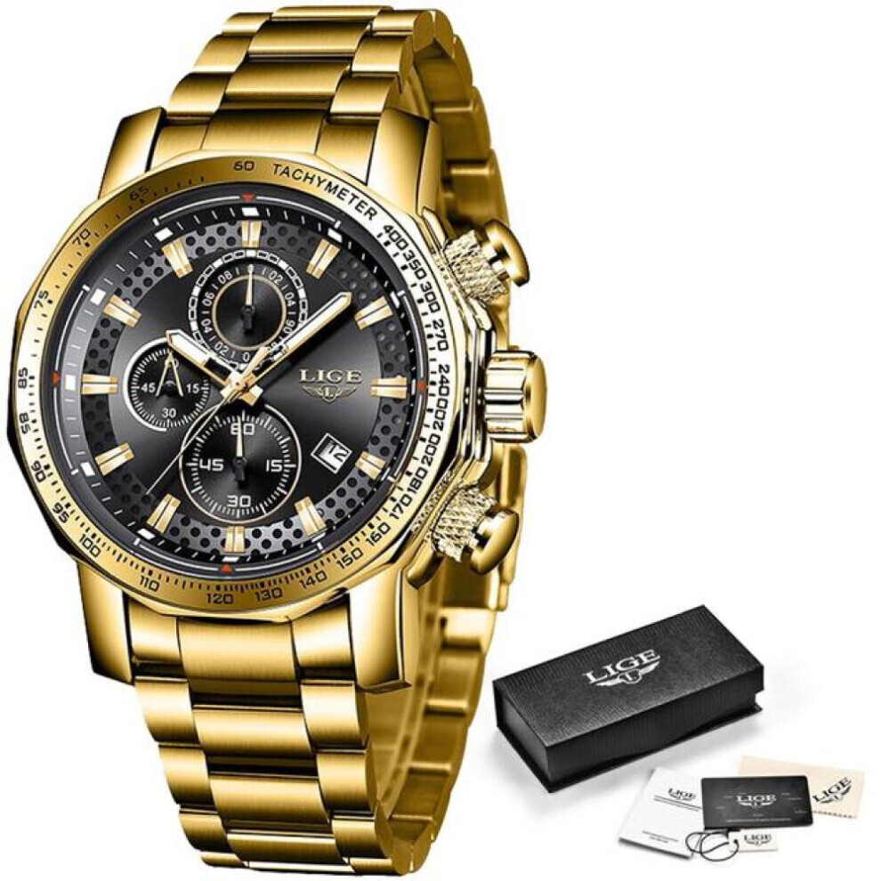 Maxpower (Gold) Lige Men Luxury Chronograph Stainless Steel Watch Gold