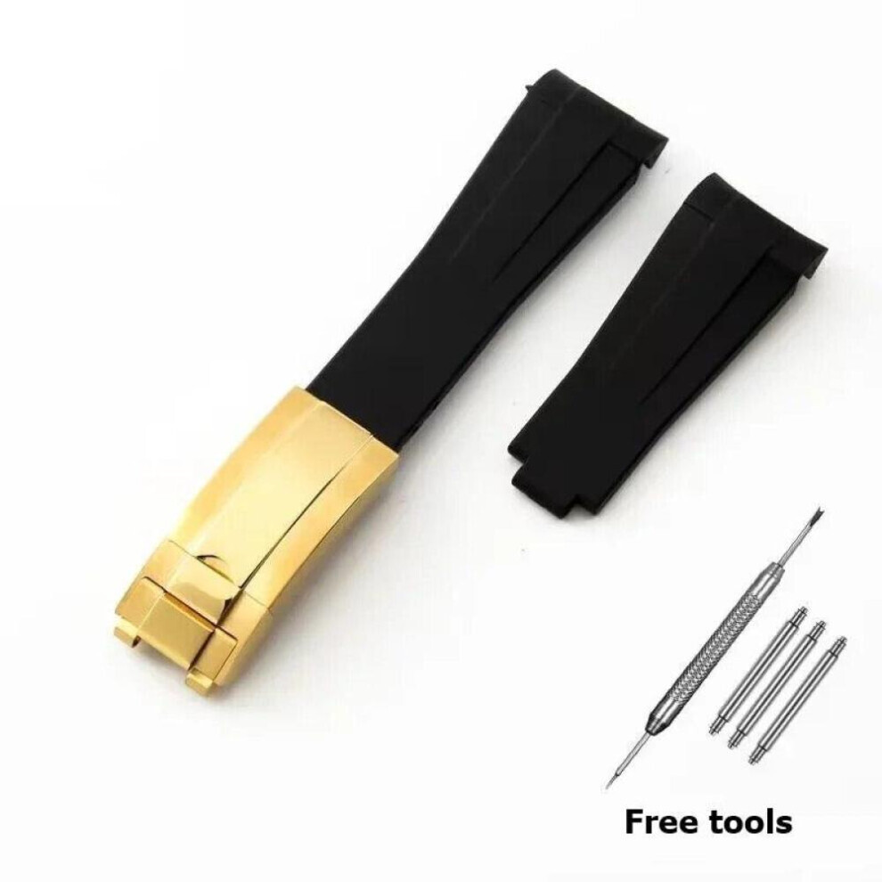 (Black-G  20mm no logo) 20mm 21mm Premium Silicone Strap For Rolex Submariner Daytona Gmt Yacht-master Series Accessories Replacement Watch Bracelet-image-OPC-PG8K98H-NEW