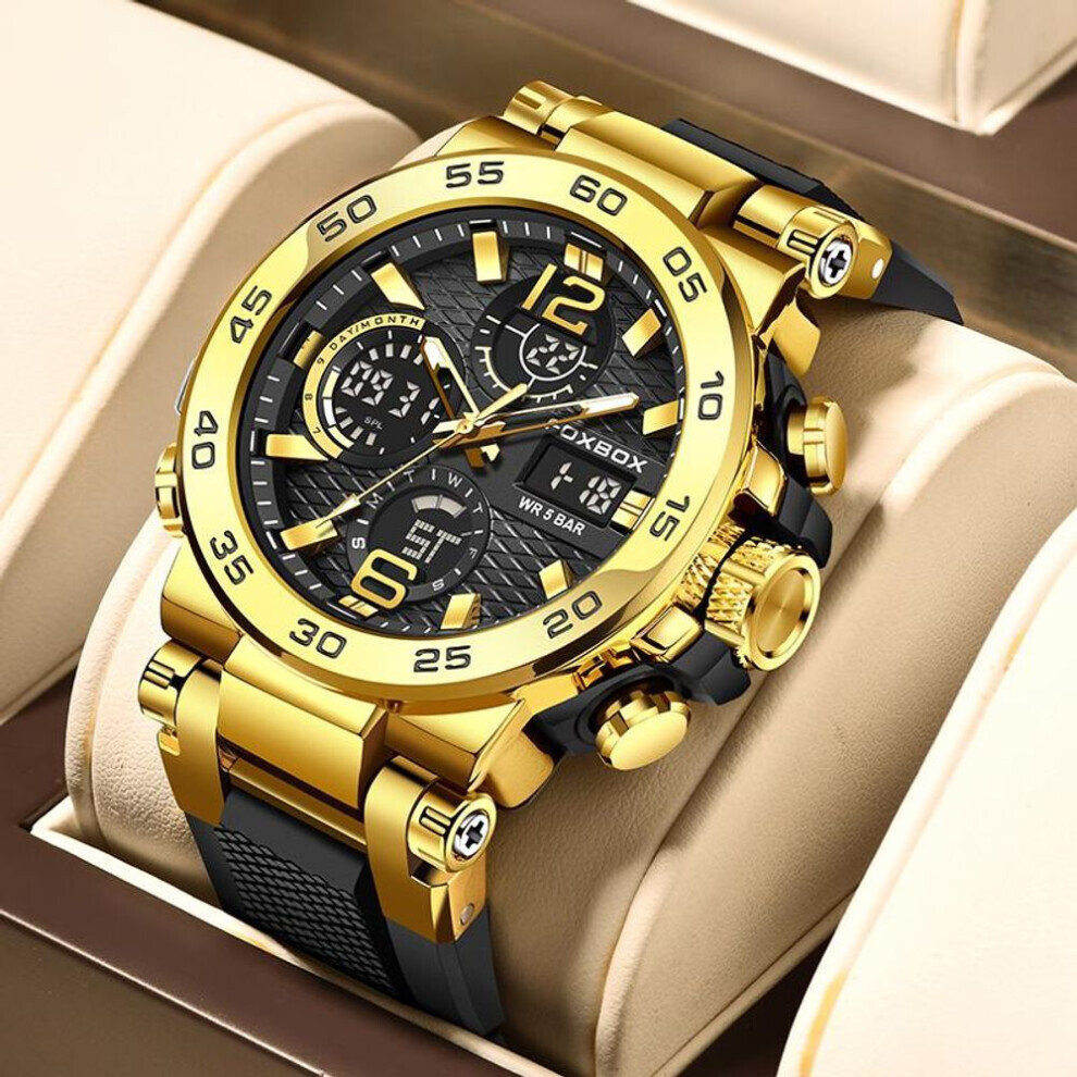 Maxpower (Gold) Lige New Fashion Men's Watch 50M Waterproof Luminous Sport Quartz Watch Automatic Date Timing Wristwatch Gold