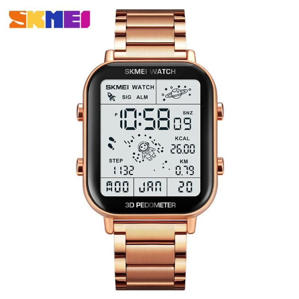 Maxpower (Rose ) Skmei 1888 Fashion Sport Digital Watches Men Stopwatch Countdown Wristwatch Calendar Waterproof Electronic Clock Gold