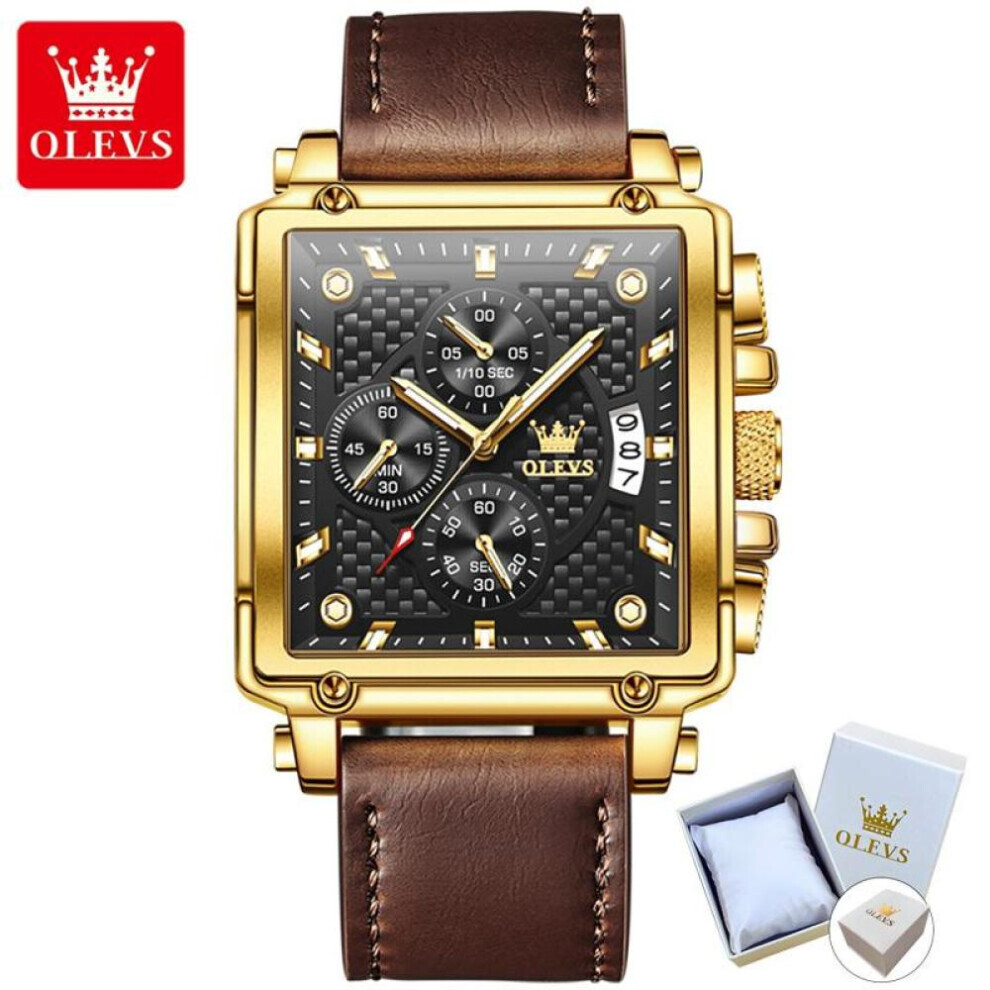 (Brown) Olevs Square Multifunction Sports Quartz Watch