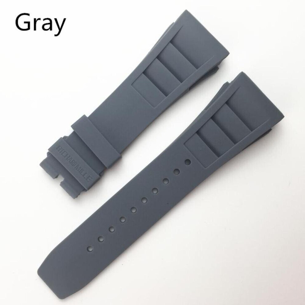 (red, 20mm) Merjust 20mm Red Black Green Gray Orange Yellow Soft Silicone Rubber Watchband For Richard Watch Mille Rm011 Strap Bracelet